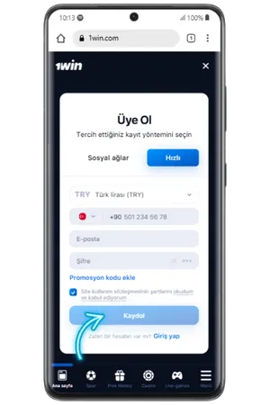 1win Uygulamasına Kayıt