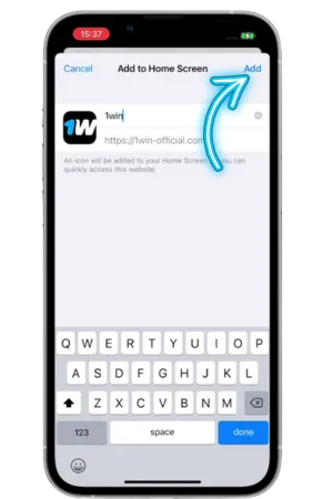 1Win iPhone ana ekran kısayolu ve 1Win iOS için indir tamamlanan kurulum görünümü